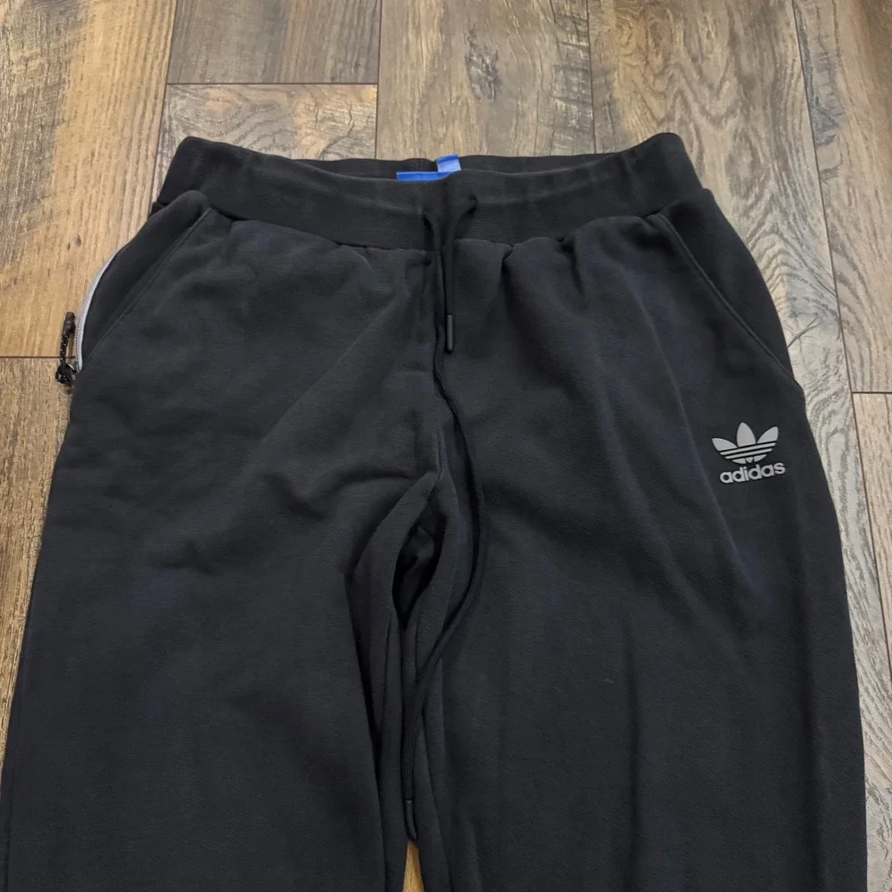 Adidas Originals Mens M Black Mixed Media Jogger Sweatpants Sporty Streetwear